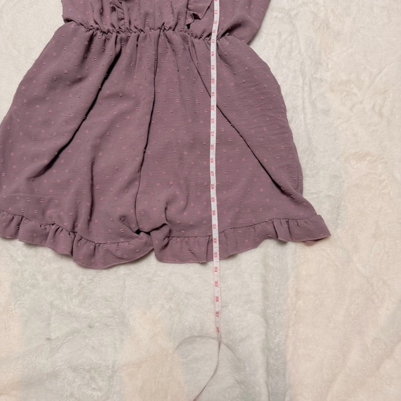 Angashion Mauve Crochet Lace Ruffle Romper XXL Swiss Dot Coquette Cottagecore - Picture 7 of 9